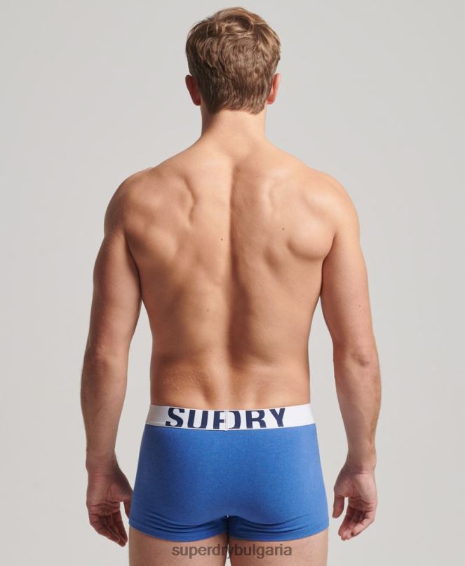 Superdry облекло N00H1798 син мъже двойна опаковка с лого на багажника от органичен памук