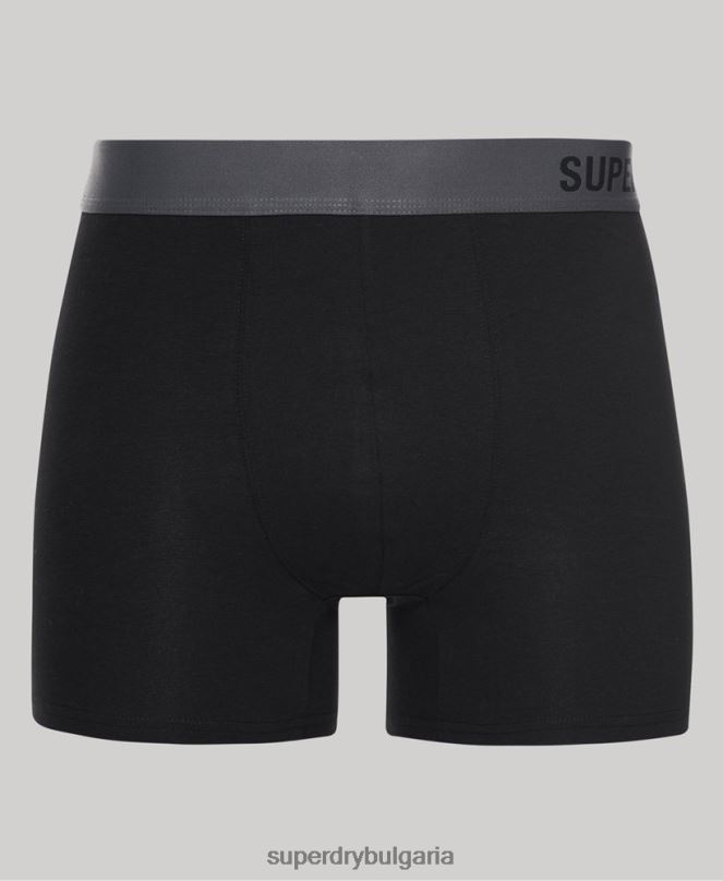 Superdry облекло N00H1824 черен мъже органичен памук офсет боксер двойна опаковка