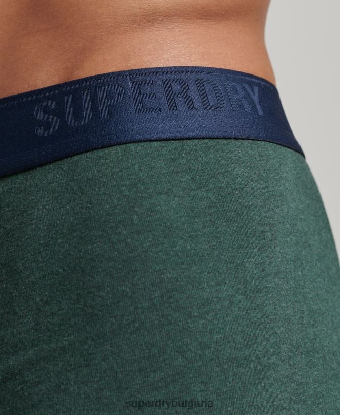 Superdry облекло N00H1830 зелено мъже органичен памук багажник тройна опаковка