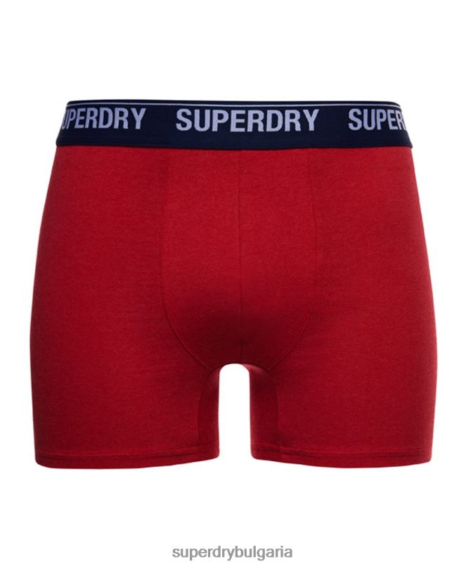 Superdry облекло N00H1833 червен мъже Двойна опаковка боксерка от органичен памук