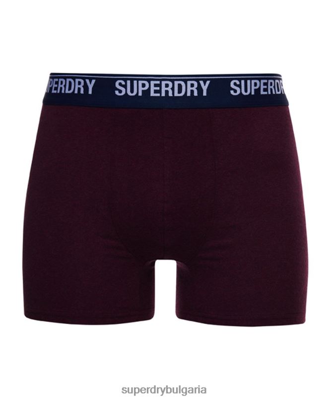 Superdry облекло N00H1833 червен мъже Двойна опаковка боксерка от органичен памук