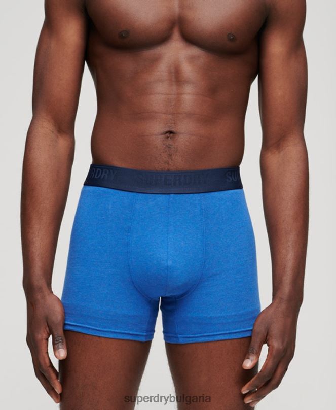 Superdry облекло N00H1834 син мъже Боксери от органичен памук троен пакет