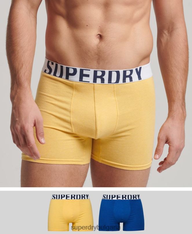 Superdry облекло N00H1835 син мъже боксерка от органичен памук с двойно лого двойна опаковка