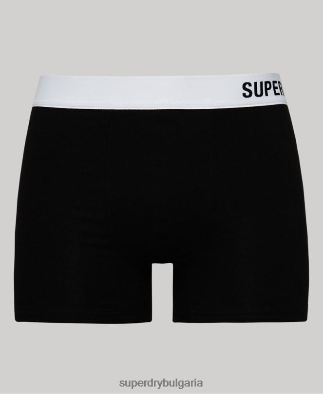Superdry облекло N00H1836 черен мъже органичен памук офсет боксер двойна опаковка