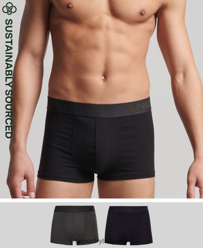 Superdry облекло N00H1845 черен мъже офсетна двойна опаковка от органичен памук