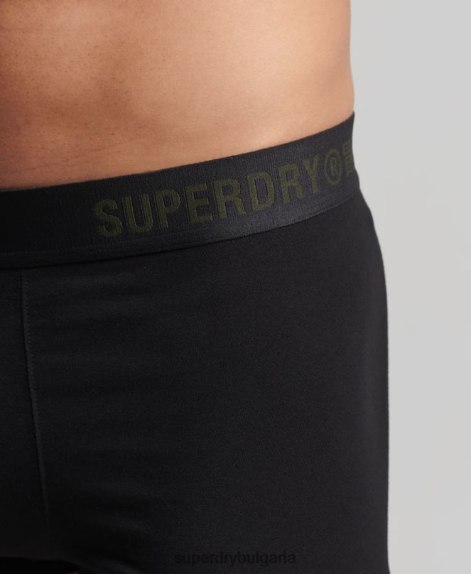 Superdry облекло N00H1845 черен мъже офсетна двойна опаковка от органичен памук