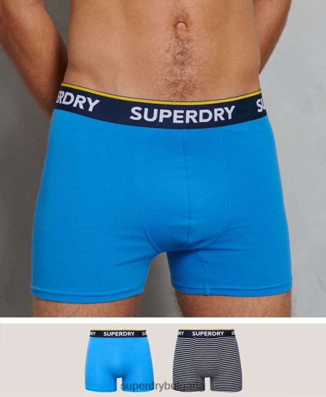 Superdry облекло N00H1850 син мъже двойна опаковка класически боксер от органичен памук