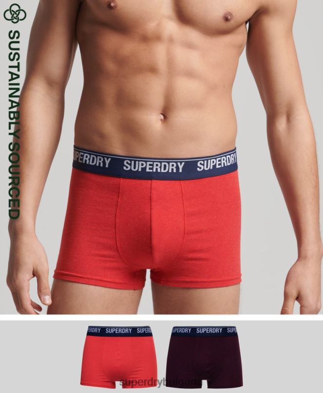 Superdry облекло N00H1867 червен мъже органичен памук багажник мулти двойна опаковка