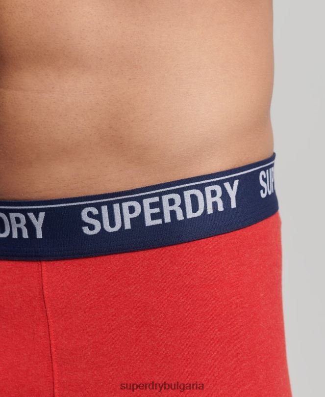 Superdry облекло N00H1867 червен мъже органичен памук багажник мулти двойна опаковка