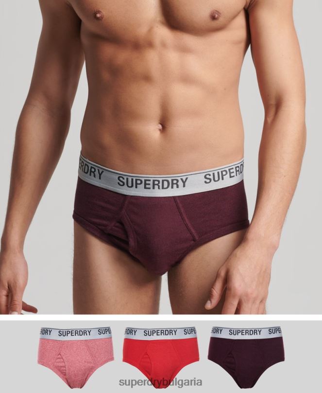 Superdry облекло N00H1871 червен мъже тройна опаковка от органичен памук