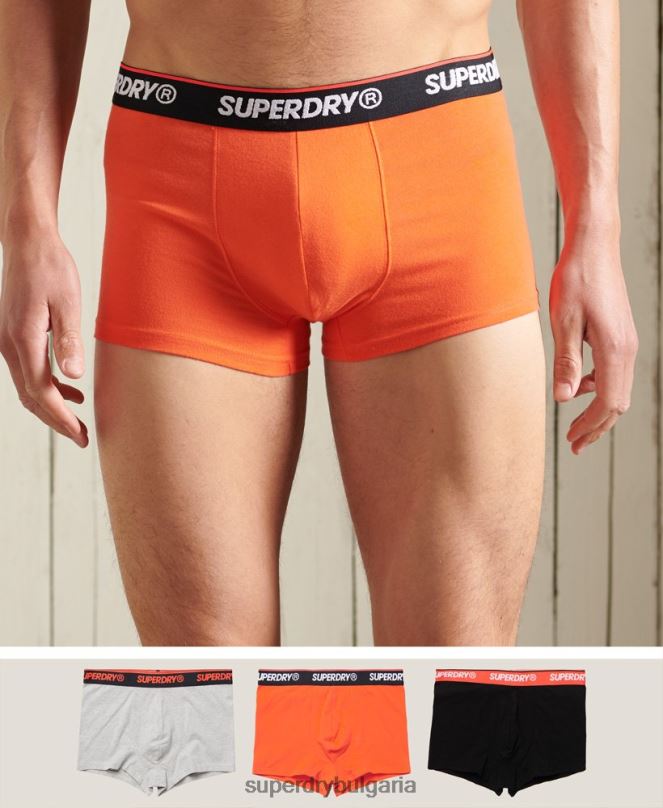 Superdry облекло N00H6498 оранжево мъже органичен памук класически багажник тройна опаковка