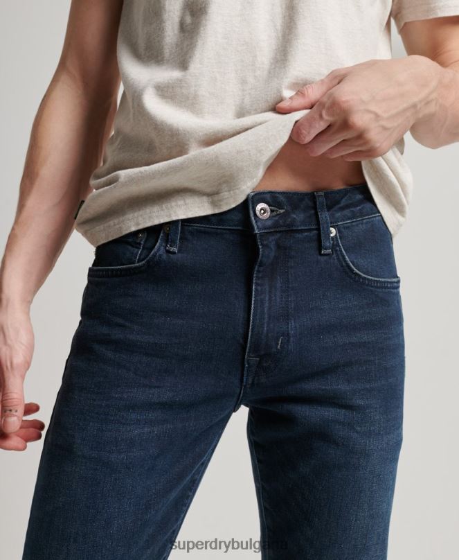 Superdry облекло N00H1205 тъмно синьо мъже тънки дънки от органичен памук