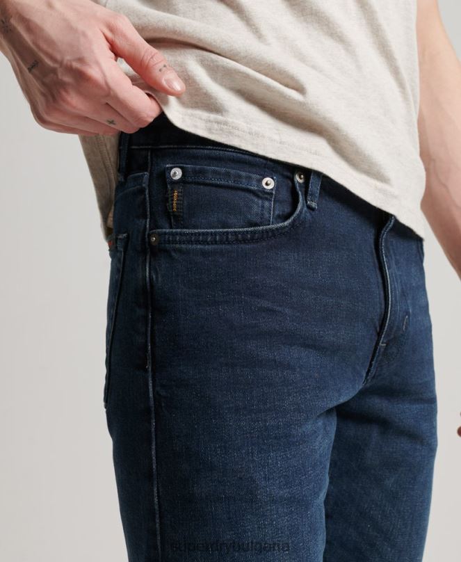 Superdry облекло N00H1205 тъмно синьо мъже тънки дънки от органичен памук