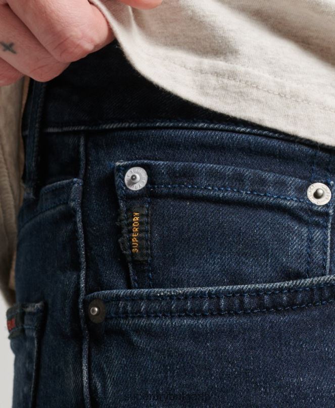 Superdry облекло N00H1205 тъмно синьо мъже тънки дънки от органичен памук