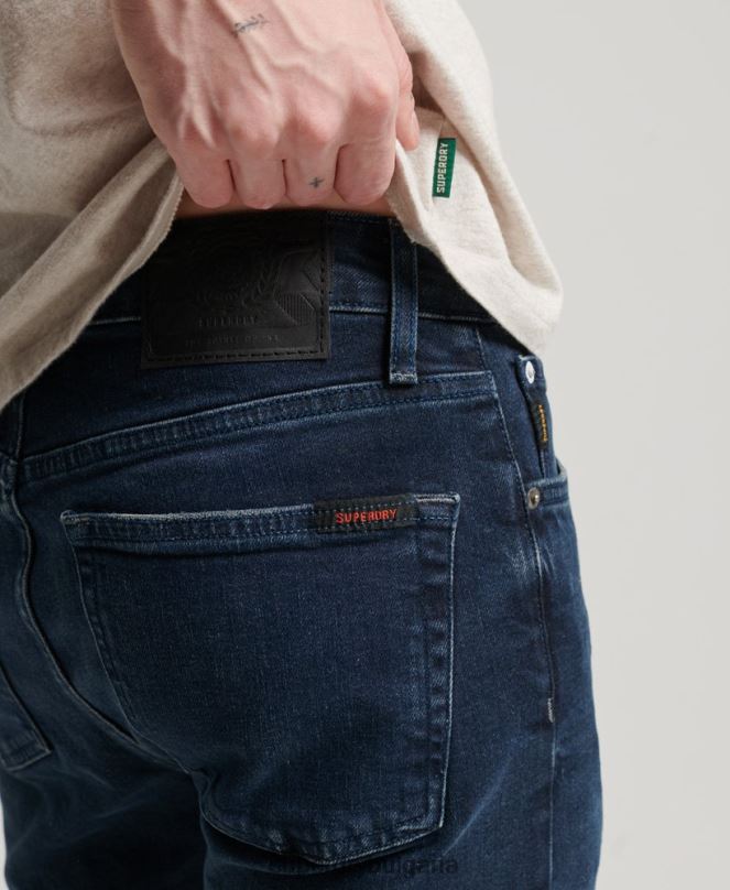 Superdry облекло N00H1205 тъмно синьо мъже тънки дънки от органичен памук