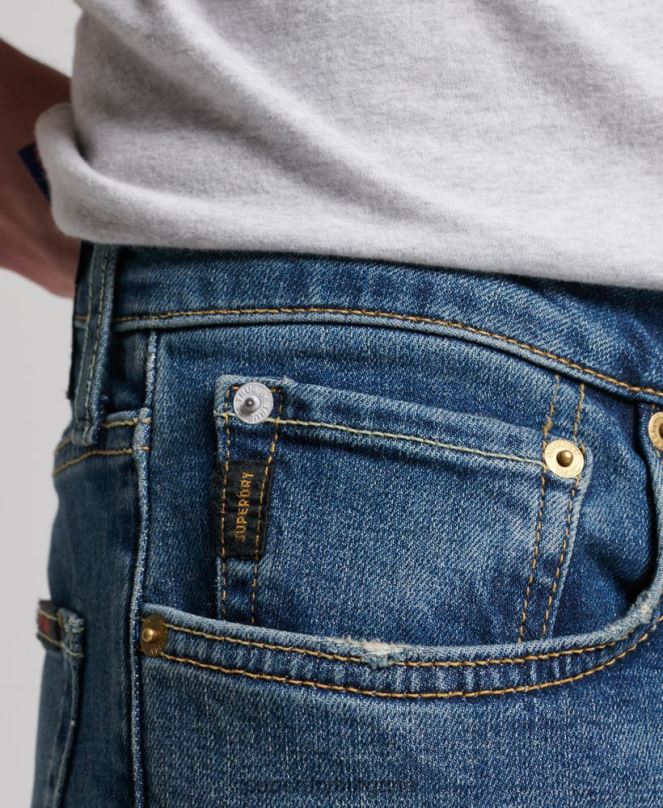 Superdry облекло N00H1207 син мъже тънки дънки от органичен памук