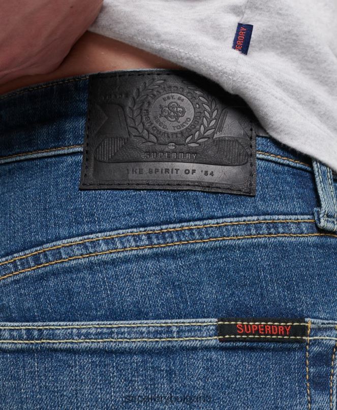 Superdry облекло N00H1207 син мъже тънки дънки от органичен памук
