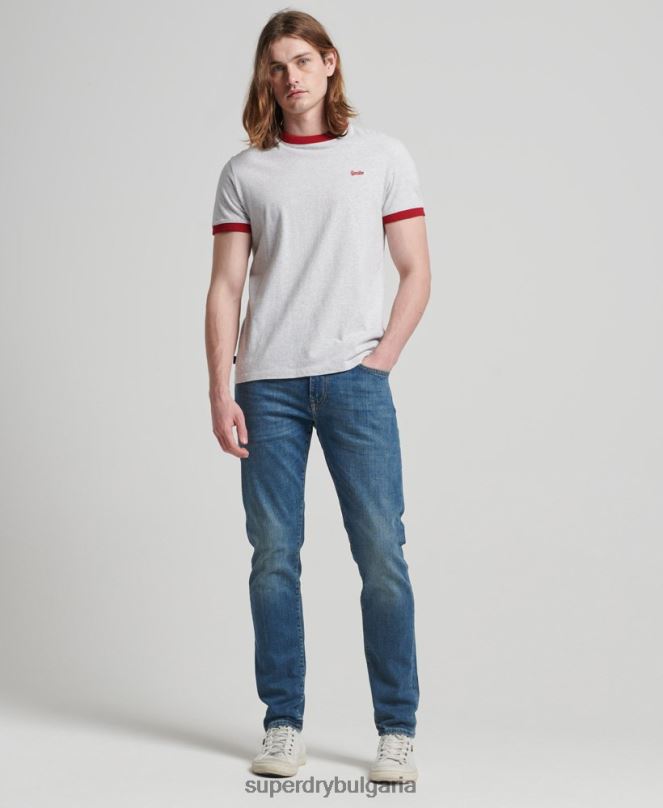 Superdry облекло N00H1207 син мъже тънки дънки от органичен памук