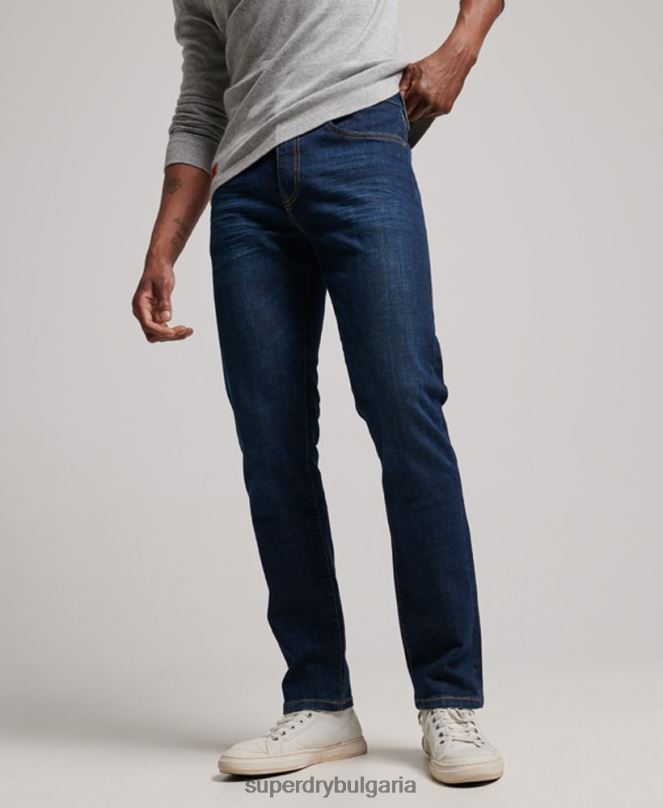 Superdry облекло N00H1208 син мъже тънки прави дънки от органичен памук