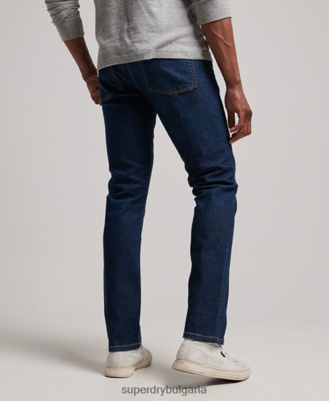 Superdry облекло N00H1208 син мъже тънки прави дънки от органичен памук