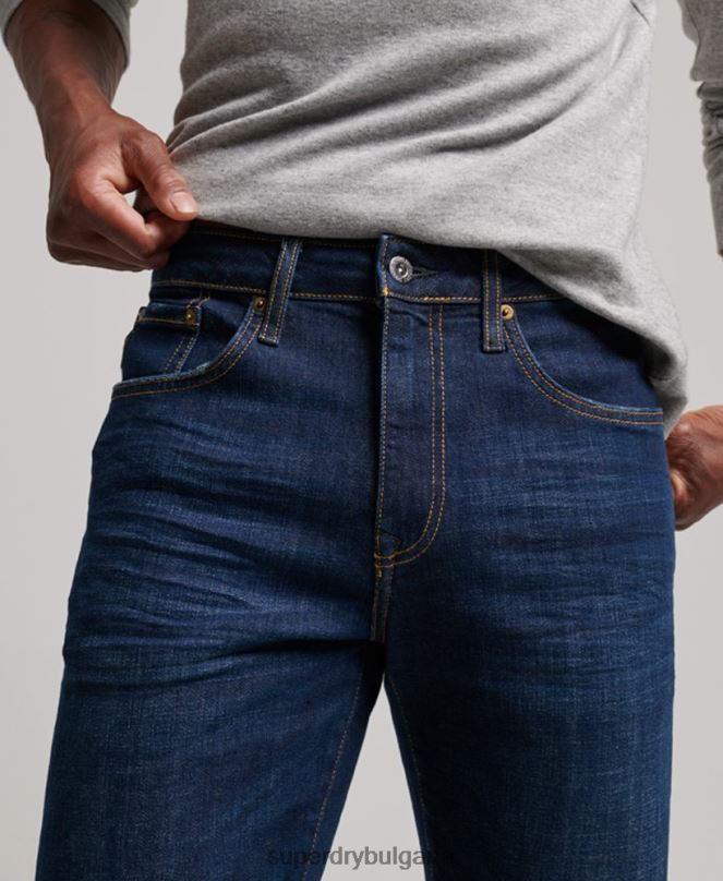 Superdry облекло N00H1208 син мъже тънки прави дънки от органичен памук