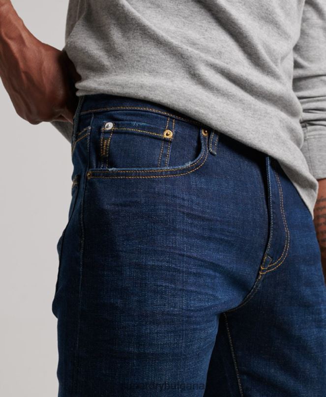 Superdry облекло N00H1208 син мъже тънки прави дънки от органичен памук