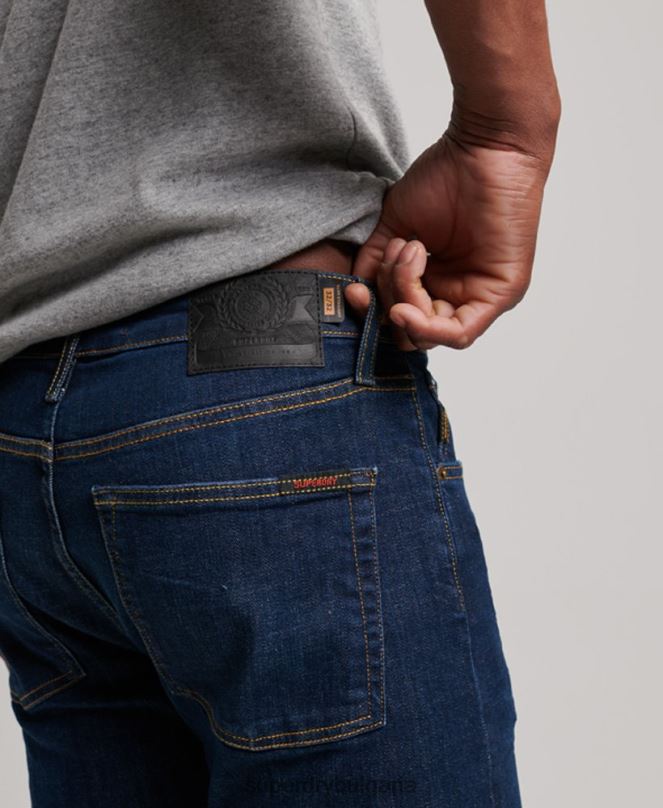 Superdry облекло N00H1208 син мъже тънки прави дънки от органичен памук