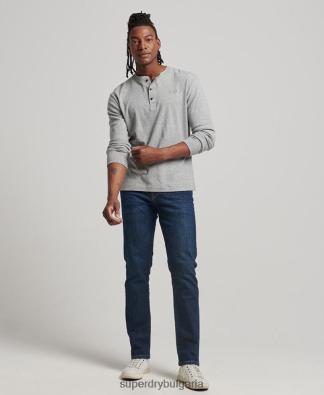 Superdry облекло N00H1208 син мъже тънки прави дънки от органичен памук
