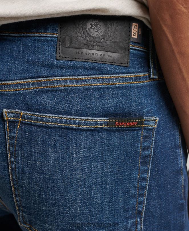 Superdry облекло N00H1209 син мъже тънки дънки от органичен памук