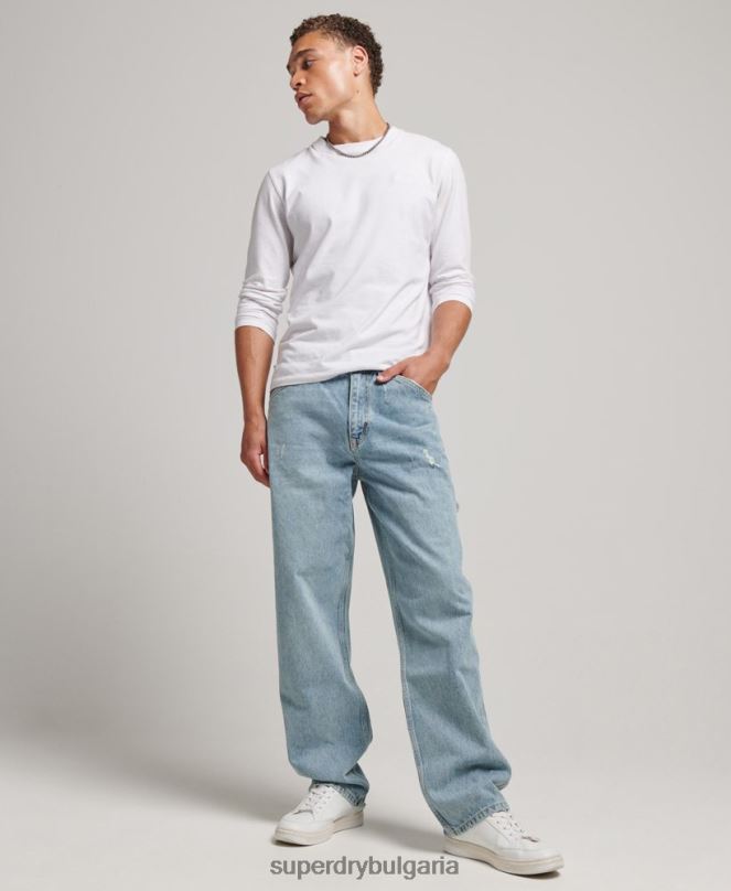 Superdry облекло N00H1211 светло синьо мъже дърводелски дънки от органичен памук