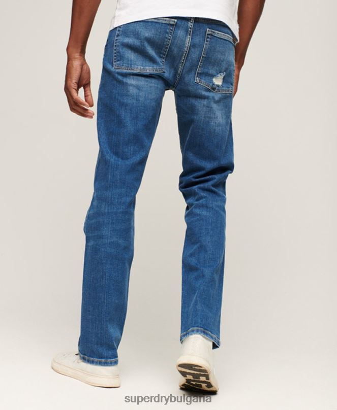 Superdry облекло N00H1214 син мъже тънки прави дънки от органичен памук