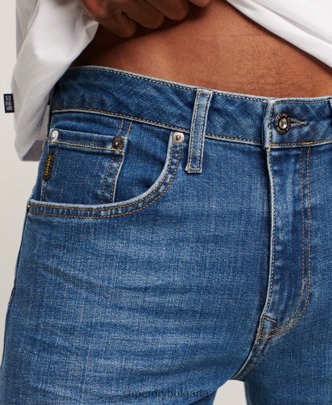 Superdry облекло N00H1214 син мъже тънки прави дънки от органичен памук