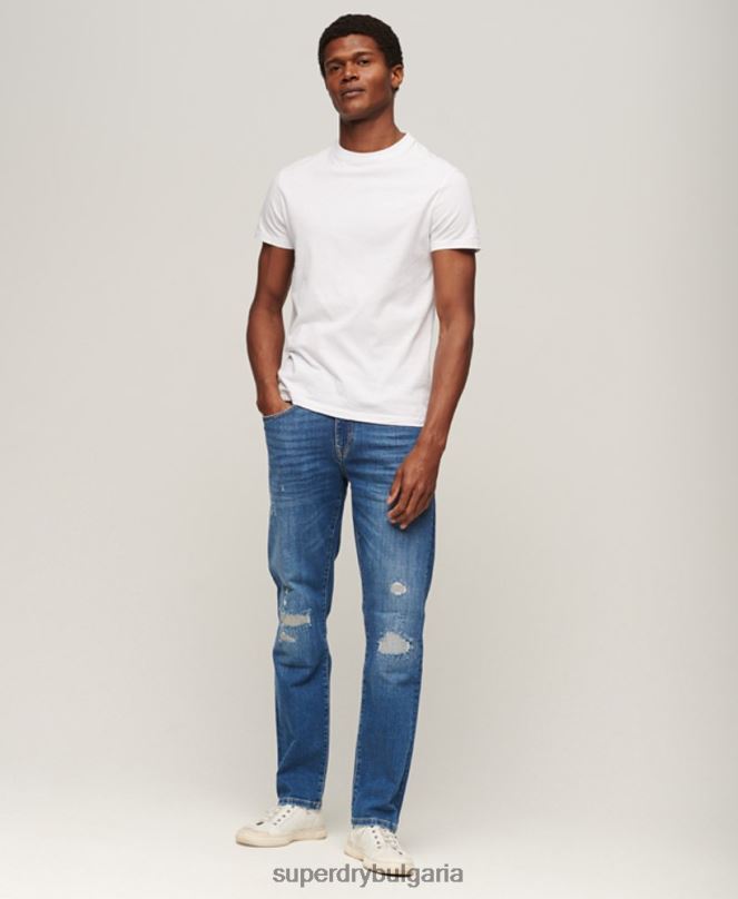 Superdry облекло N00H1214 син мъже тънки прави дънки от органичен памук
