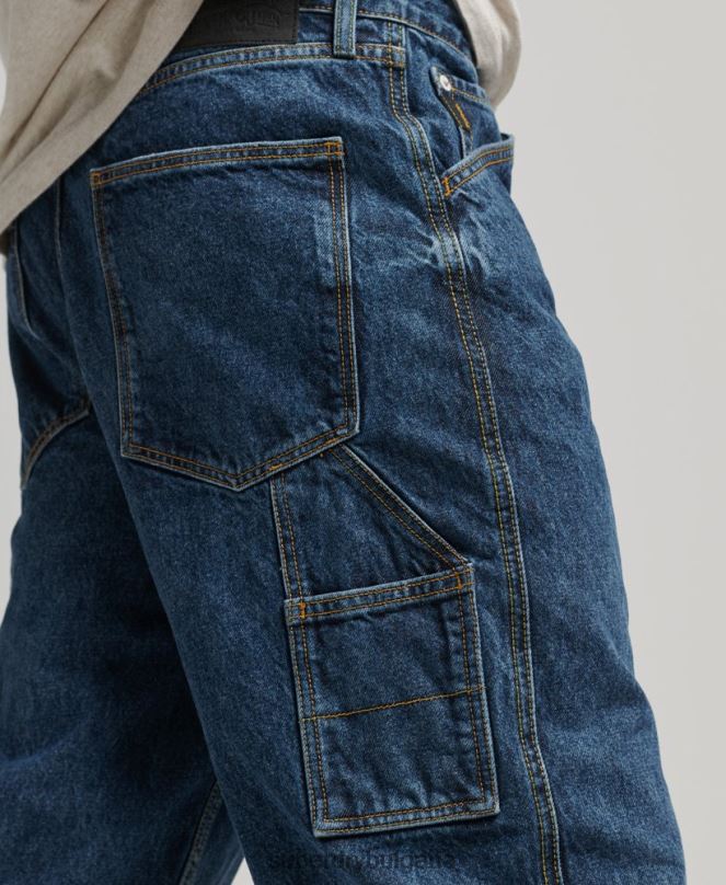 Superdry облекло N00H1215 тъмно синьо мъже дърводелски дънки от органичен памук