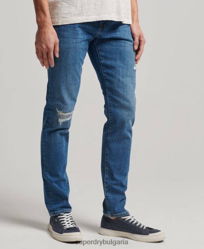 Superdry облекло N00H1220 светло синьо мъже тънки дънки от органичен памук