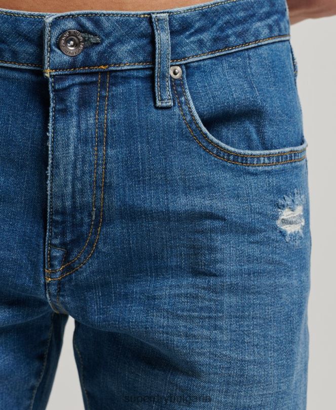 Superdry облекло N00H1220 светло синьо мъже тънки дънки от органичен памук