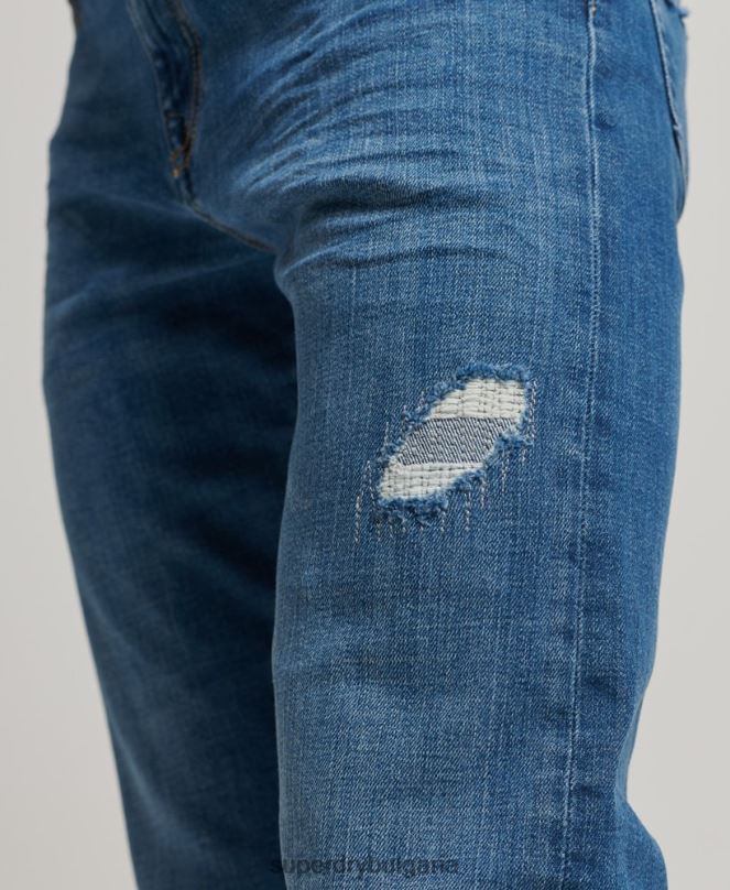 Superdry облекло N00H1220 светло синьо мъже тънки дънки от органичен памук