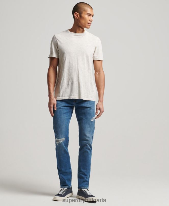 Superdry облекло N00H1220 светло синьо мъже тънки дънки от органичен памук