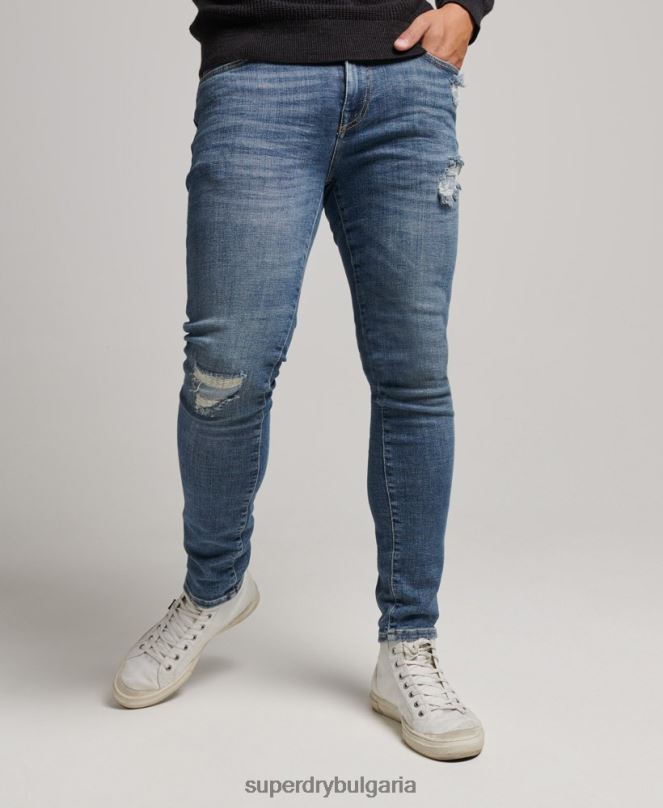 Superdry облекло N00H1223 светло синьо мъже ретро тесни дънки