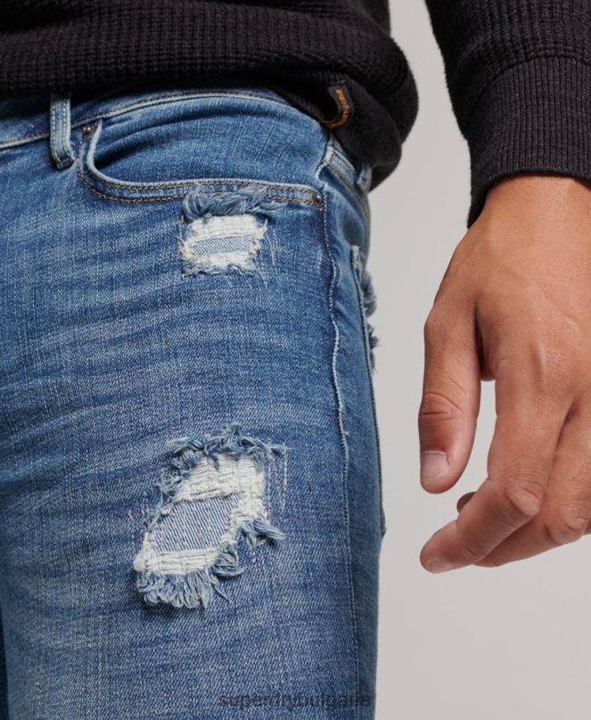 Superdry облекло N00H1223 светло синьо мъже ретро тесни дънки