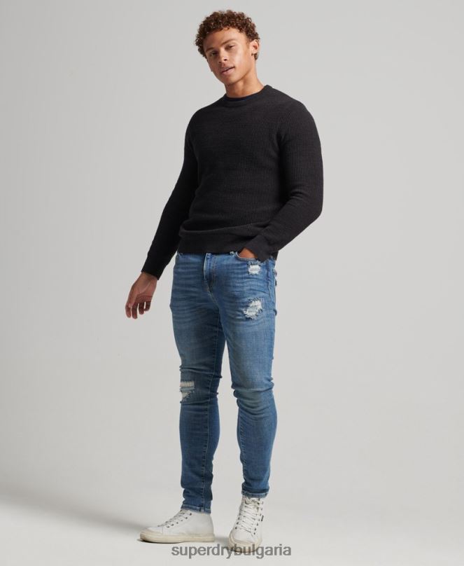 Superdry облекло N00H1223 светло синьо мъже ретро тесни дънки