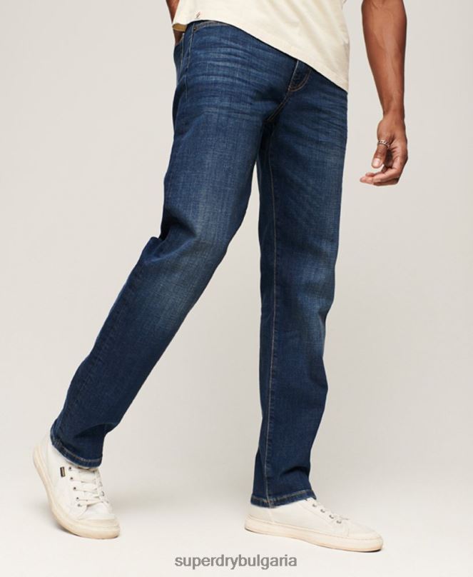 Superdry облекло N00H1225 син мъже тънки прави дънки от органичен памук