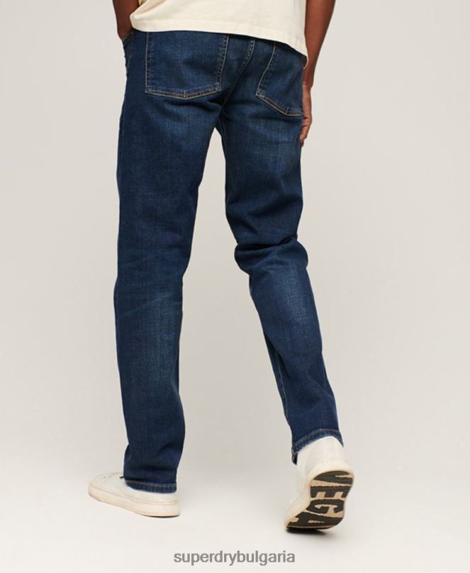 Superdry облекло N00H1225 син мъже тънки прави дънки от органичен памук