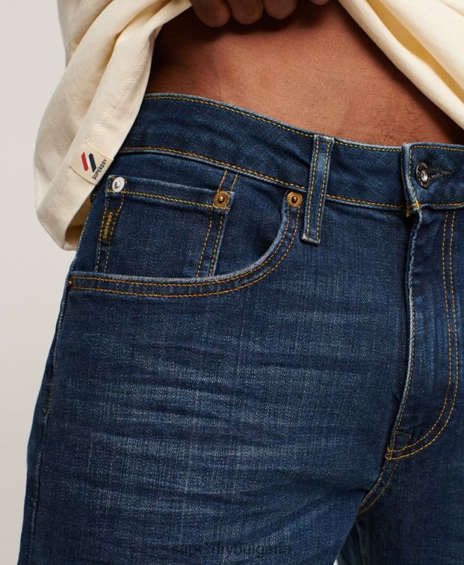 Superdry облекло N00H1225 син мъже тънки прави дънки от органичен памук