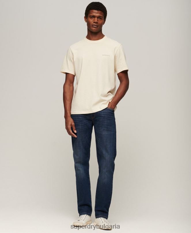 Superdry облекло N00H1225 син мъже тънки прави дънки от органичен памук