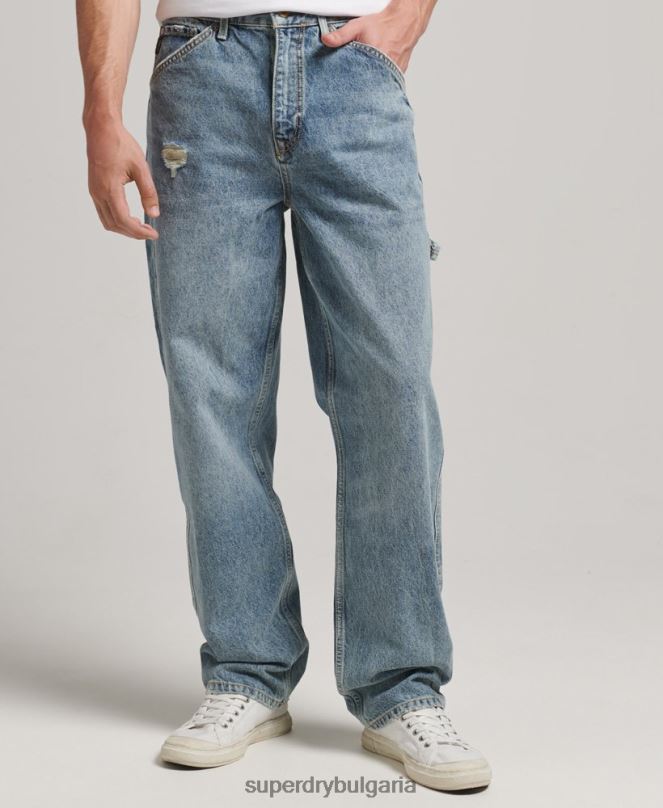 Superdry облекло N00H1226 светло синьо мъже дърводелски дънки от органичен памук