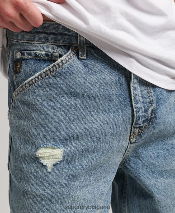 Superdry облекло N00H1226 светло синьо мъже дърводелски дънки от органичен памук