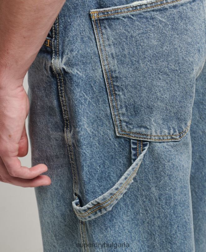 Superdry облекло N00H1226 светло синьо мъже дърводелски дънки от органичен памук
