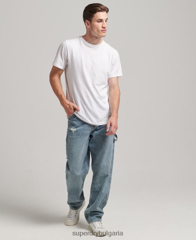 Superdry облекло N00H1226 светло синьо мъже дърводелски дънки от органичен памук