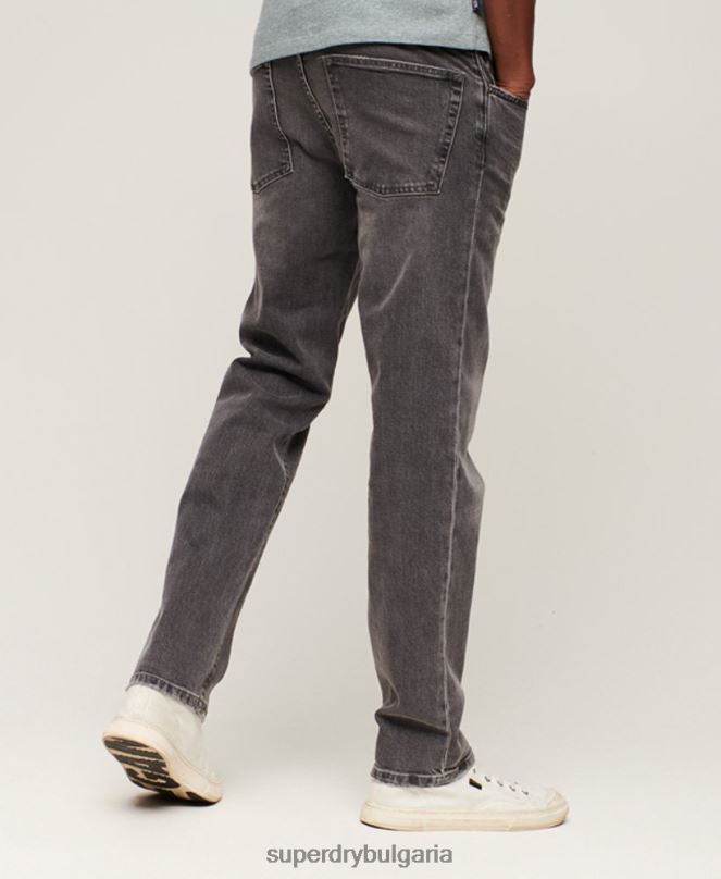Superdry облекло N00H1227 сиво мъже тънки прави дънки от органичен памук